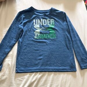 Under Armour Blue Long-Sleeve Tee with Green Logo